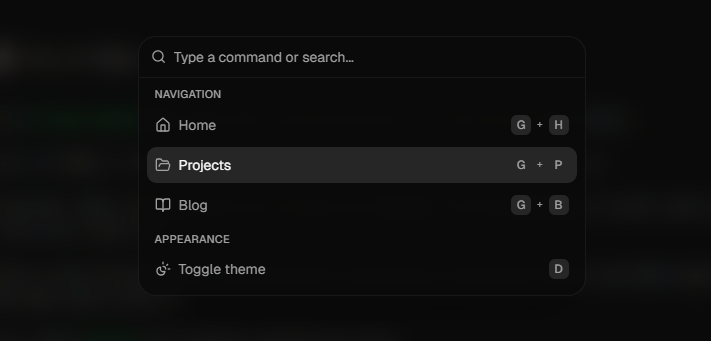 Command palette dark mode
